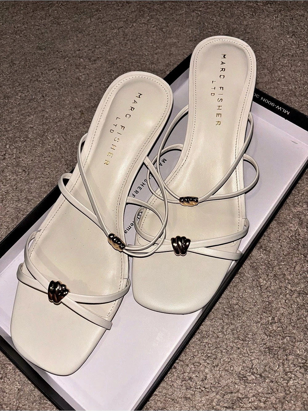 Marc Fisher Baizel Strappy Slide Sandal Strappy Sandals White US 8.5 M
